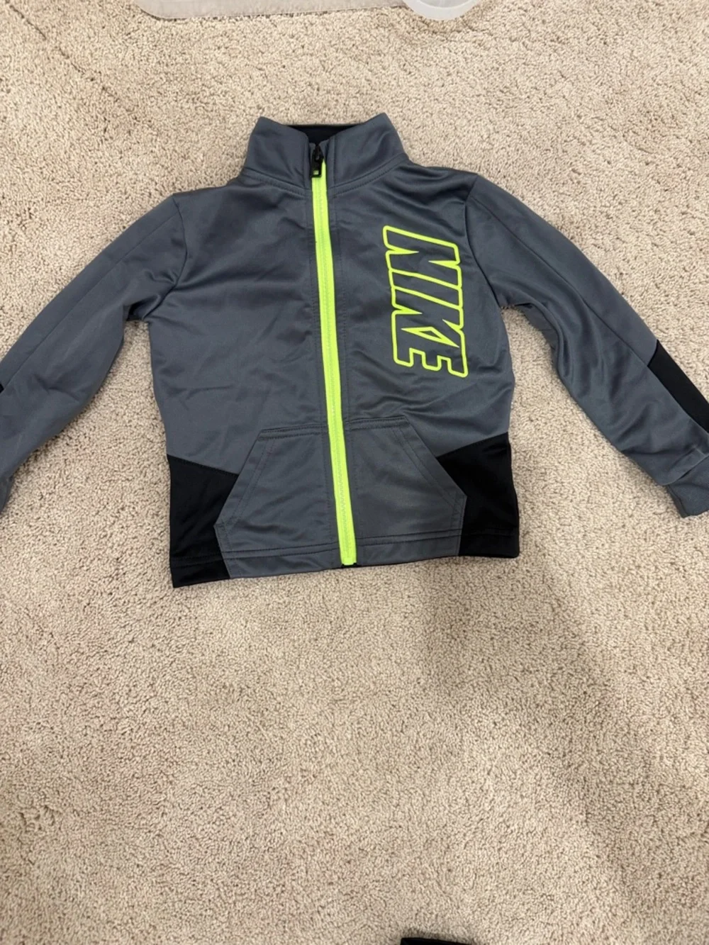 Nike Grey & Black Kids Track Set with Neon Yellow Accents - Picture 4 of 5